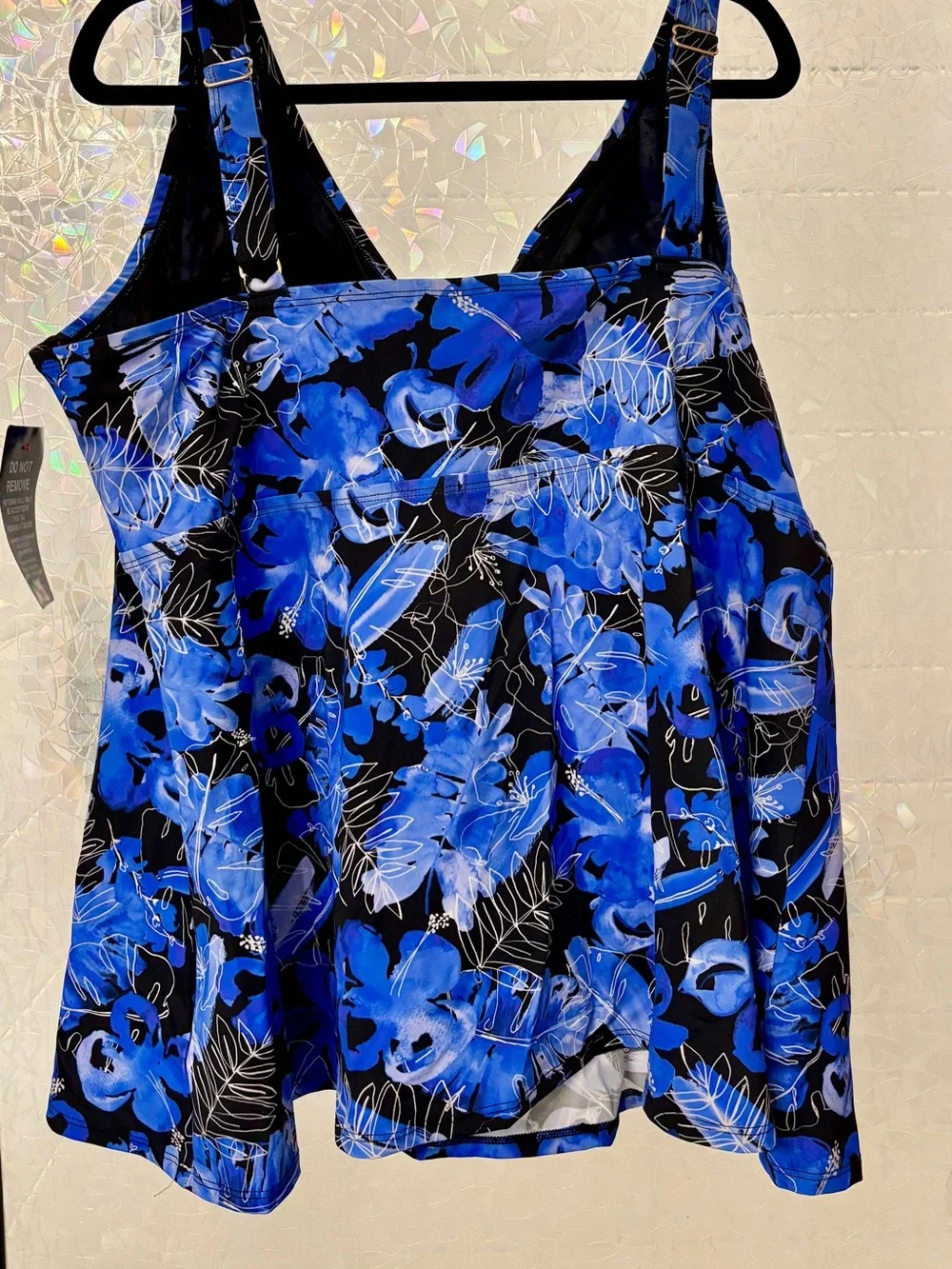 Swimsuits For All Blue Floral V-Neck Tankini Top